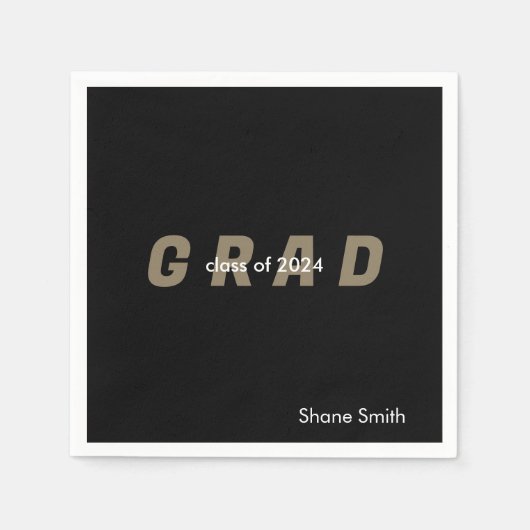 コンテンポラリーパーソナライズされた卒業 スタンダードカクテルナプキン (正面)