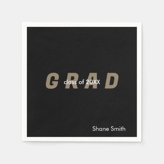 コンテンポラリーパーソナライズされた卒業 スタンダードカクテルナプキン (正面)