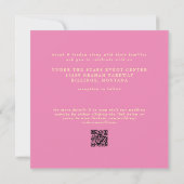 コンテンポラリーピンク&イエロー結婚スクエア 招待状 (裏面)
