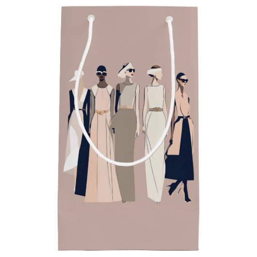 コンテンポラリーファッションイラストレーションスワッグバッグ スモールペーパーバッグ (正面)