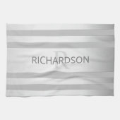 コンテンポラリーフェイクグラデーション銀ストライプ製品 キッチンタオル (横)