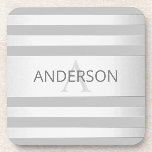 コンテンポラリーフェイクグラデーション銀ストライプ製品 コースター (正面)