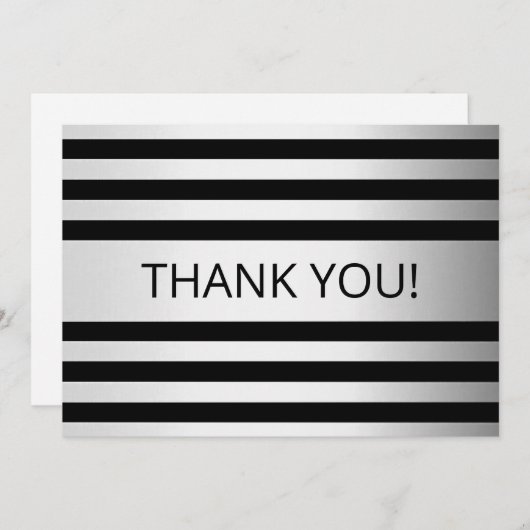 コンテンポラリーフェイクグラデーション銀ストライプ製品 サンキューカード (正面/裏面)