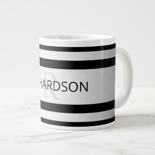 コンテンポラリーフェイクグラデーション銀ストライプ製品 ジャンボコーヒーマグカップ