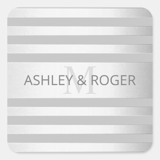 コンテンポラリーフェイクグラデーション銀ストライプ製品 スクエアシール (正面)