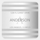 コンテンポラリーフェイクグラデーション銀ストライプ製品 スクエアシール (正面)