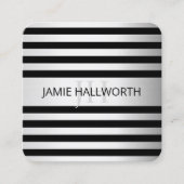 コンテンポラリーフェイクグラデーション銀ストライプ製品 スクエア名刺 (正面)