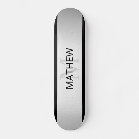 コンテンポラリーフェイクグラデーション銀ストライプ製品 スケートボード (正面)