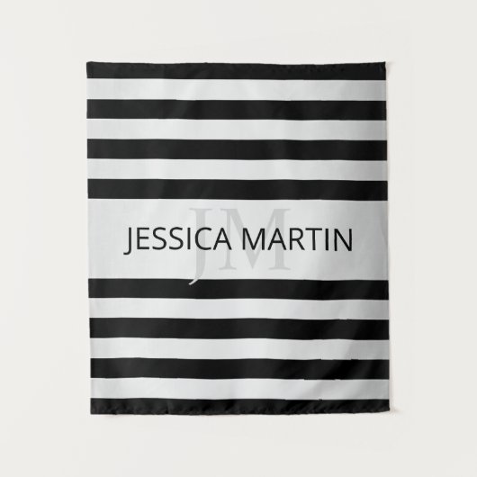 コンテンポラリーフェイクグラデーション銀ストライプ製品 タペストリー (正面)