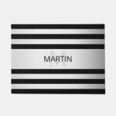 コンテンポラリーフェイクグラデーション銀ストライプ製品 ドアマット (正面)