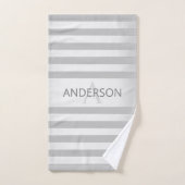 コンテンポラリーフェイクグラデーション銀ストライプ製品 バスタオルセット (ハンドタオル)