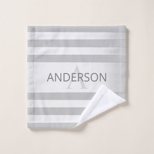 コンテンポラリーフェイクグラデーション銀ストライプ製品 バスタオルセット (ウォッシュタオル)