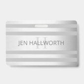 コンテンポラリーフェイクグラデーション銀ストライプ製品 バッジ (裏面)