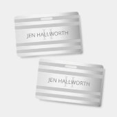 コンテンポラリーフェイクグラデーション銀ストライプ製品 バッジ (表裏)