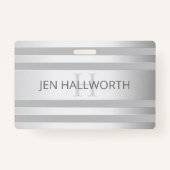 コンテンポラリーフェイクグラデーション銀ストライプ製品 バッジ (裏面)