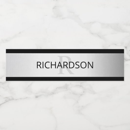 コンテンポラリーフェイクグラデーション銀ストライプ製品 ペットボトルラベル (シングルラベル)