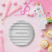 コンテンポラリーフェイクグラデーション銀ストライプ製品 ペーパープレート (パーティー)