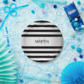 コンテンポラリーフェイクグラデーション銀ストライプ製品 ペーパープレート (パーティー)