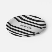 コンテンポラリーフェイクグラデーション銀ストライプ製品 ペーパープレート (アングル)