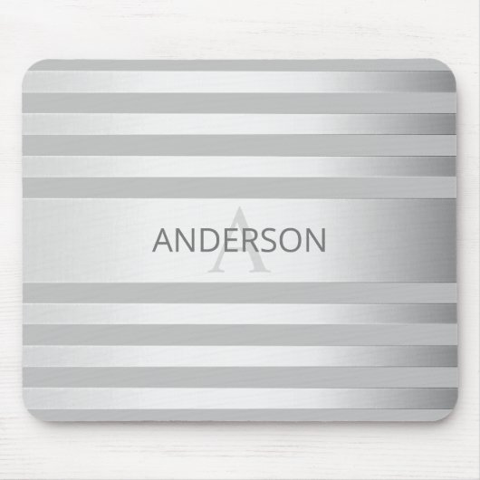 コンテンポラリーフェイクグラデーション銀ストライプ製品 マウスパッド (正面)