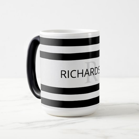 コンテンポラリーフェイクグラデーション銀ストライプ製品 モーフィングマグカップ (正面左)