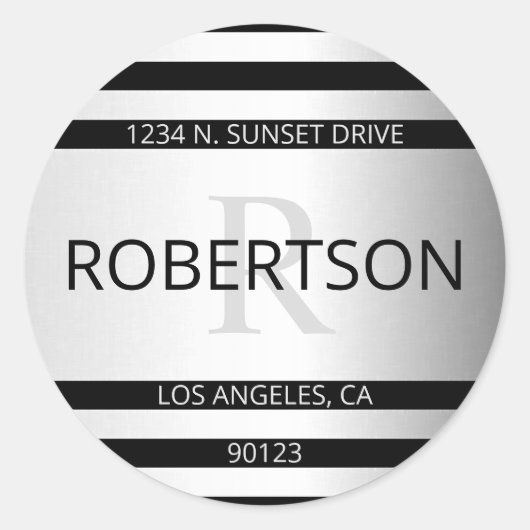 コンテンポラリーフェイクグラデーション銀ストライプ製品 ラウンドシール (正面)