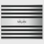 コンテンポラリーフェイクグラデーション銀ストライプ製品 ラッピングペーパー (フラット)