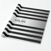 コンテンポラリーフェイクグラデーション銀ストライプ製品 ラッピングペーパー (アンロールド)