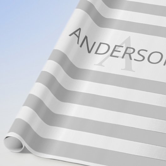 コンテンポラリーフェイクグラデーション銀ストライプ製品 ラッピングペーパー