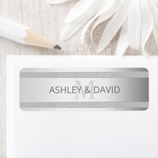 コンテンポラリーフェイクグラデーション銀ストライプ製品 ラベル (インサイチュ)