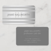 コンテンポラリーフェイクグラデーション銀ストライプ製品 名刺 (正面/裏面)