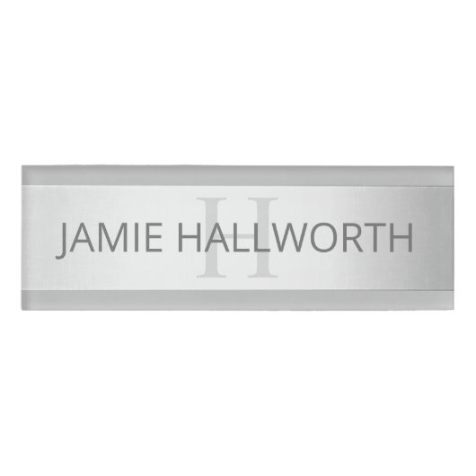 コンテンポラリーフェイクグラデーション銀ストライプ製品 名札 (正面)