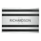 コンテンポラリーフェイクグラデーション銀ストライプ製品 枕カバー (裏面-左)