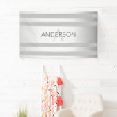 コンテンポラリーフェイクグラデーション銀ストライプ製品 横断幕 (インサイチュ)