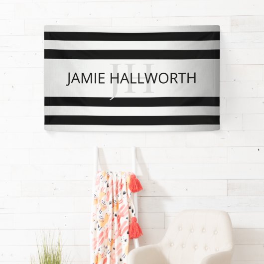 コンテンポラリーフェイクグラデーション銀ストライプ製品 横断幕 (インサイチュ)