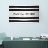 コンテンポラリーフェイクグラデーション銀ストライプ製品 横断幕 (トレードショー)