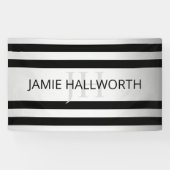 コンテンポラリーフェイクグラデーション銀ストライプ製品 横断幕 (横)