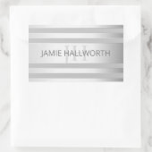 コンテンポラリーフェイクグラデーション銀ストライプ製品 長方形シール (バッグ)