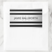 コンテンポラリーフェイクグラデーション銀ストライプ製品 長方形シール (バッグ)