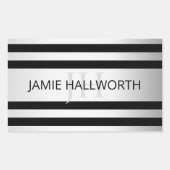 コンテンポラリーフェイクグラデーション銀ストライプ製品 長方形シール (正面)