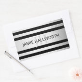 コンテンポラリーフェイクグラデーション銀ストライプ製品 長方形シール (封筒)