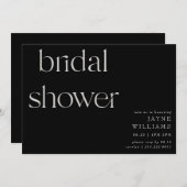 コンテンポラリーフォントB/Wブライダルシャワー 招待状 (正面/裏面)
