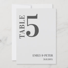 コンテンポラリーホワイトミニマル結婚リストのテーブル番号 サンキューカード