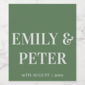 コンテンポラリーミニマモダンリストのセージ結婚グリーン ワインラベル (シングルラベル)