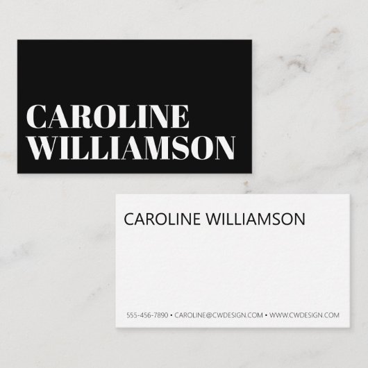 コンテンポラリーミニマルはっきりしたタイポグラフィ白黒 名刺 (正面/裏面)