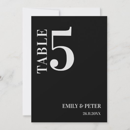 コンテンポラリーミニマ結婚リストのテーブル番号 サンキューカード (正面)