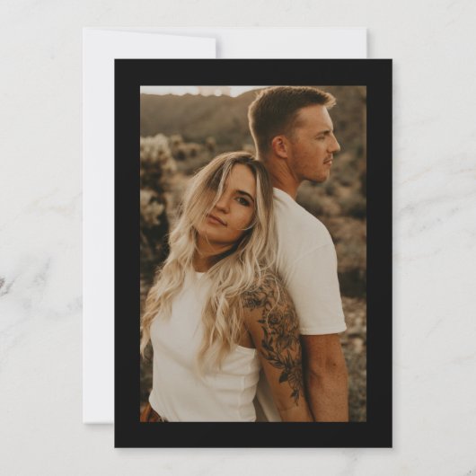 コンテンポラリーモダンはっきりした黒 セーブザデート (裏面)