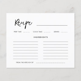 コンテンポラリーモダンブライダルシャワーレシピカード