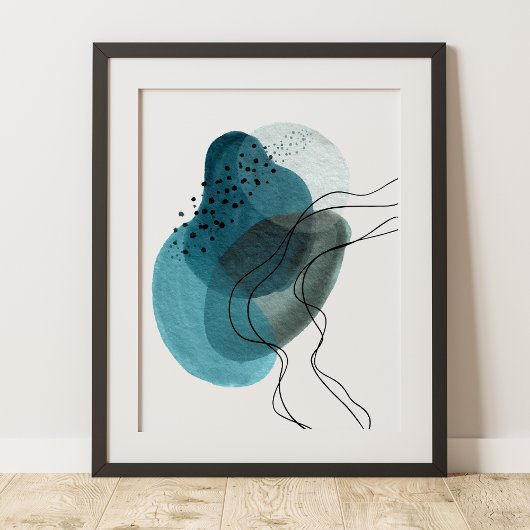 コンテンポラリーモダン抽象芸術アートグリーンブラック ポスター