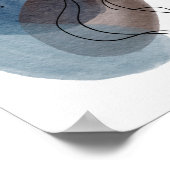 コンテンポラリーモダン抽象芸術アートブルーピンクブラック ポスター (角)